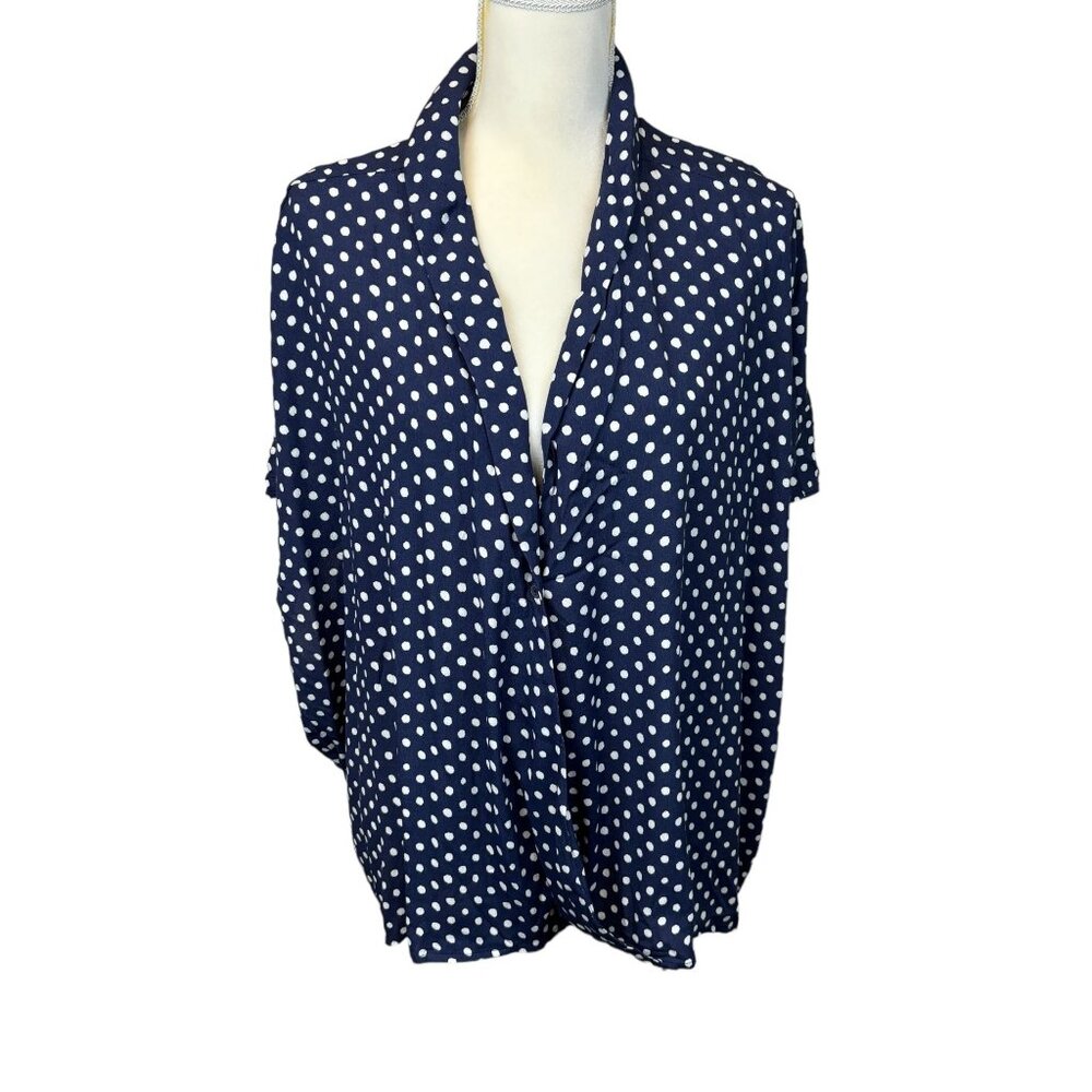 Leith wrap blouse, size 4X, polka dot, boxy, dressy, summer, chic, party, NWT!